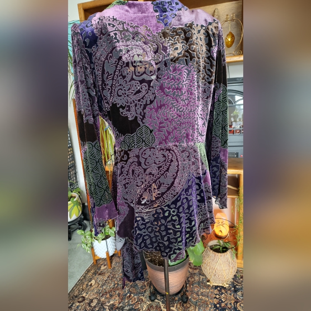 Picadilly Burnout Velvet Wrap Blouse - Picture 2 of 11
